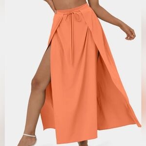 HALARA breezeful orange maxi tie skirt LARGE
